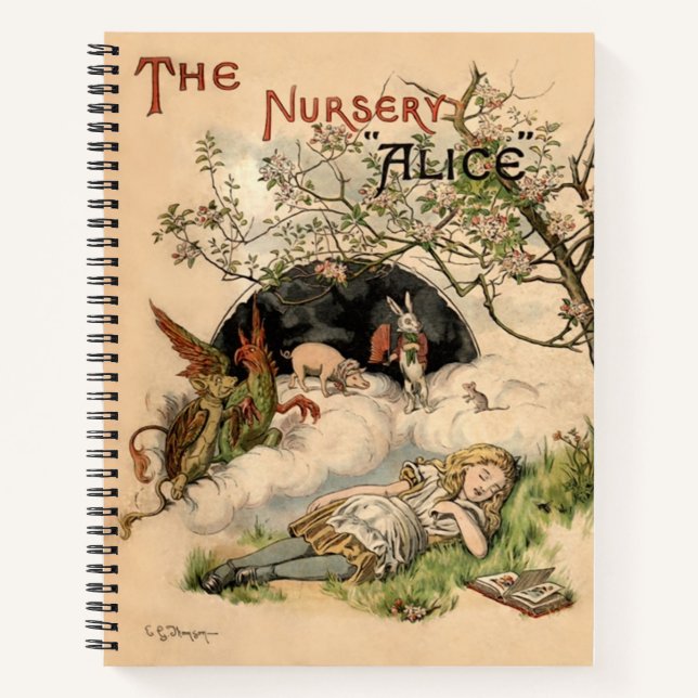 Das Kinderzimmer Alice 1890 Vintag Wonderland Cove Notizbuch (Vorderseite)