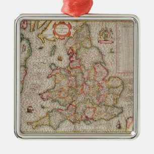 Das Kingdome von England, graviert durch Jodocus Silbernes Ornament