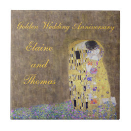 Das Kiss Art Nouveau Golden Wedding Anniversary Fliese