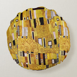 Das Kiss-Muster von Gustav Klimt, Art Nouveau Rundes Kissen