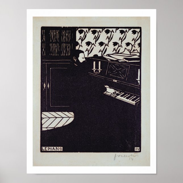 Das Klavier, 1914 (Holzschnitt) Poster (Vorne)