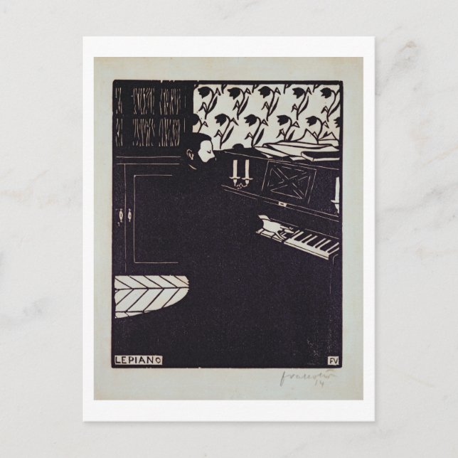 Das Klavier, 1914 (Holzschnitt) Postkarte (Vorderseite)