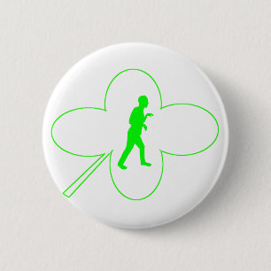 Das Kleeblatt-Knopf weißen St.-Paddys mit Logo Button