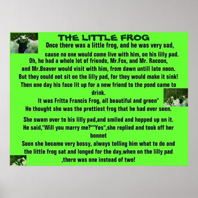 DAS KLEINE FROG, POEM-Plakat Poster (Vorne)