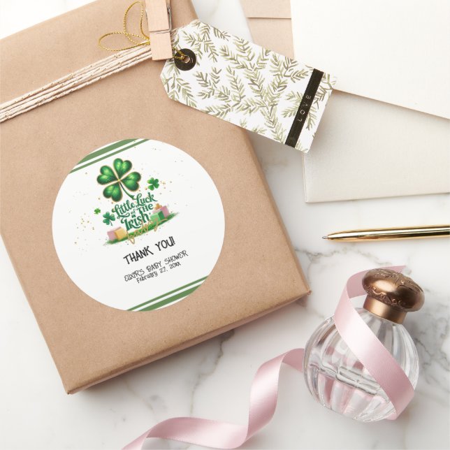 Das kleine Glück der irischen Kleeblatt Gold Baby  Runder Aufkleber (Schenken)