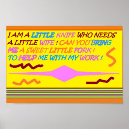 Das kleine Knife lustige Gedicht färbt orange Zitr Poster