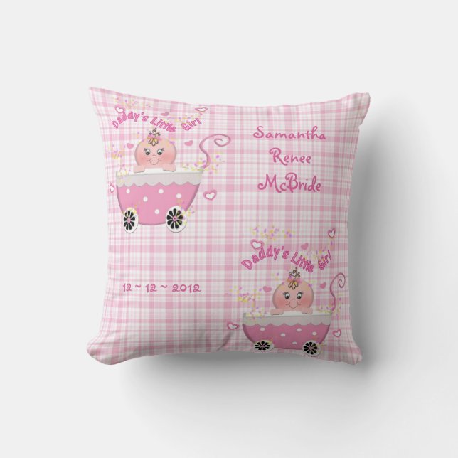 Das kleine Mädchen-Rosa-Spaziergänger-Wurfs-Kissen Kissen (Vorderseite)