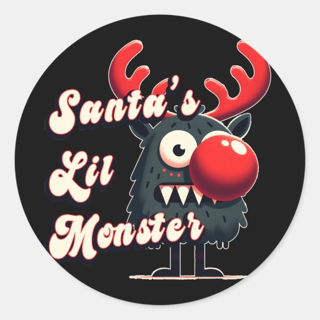 Das kleine Monster des Weihnachtsmanns Runder Aufkleber (Vorderseite)