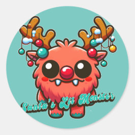 Das kleine rote Monster des Weihnachtsmanns Runder Aufkleber
