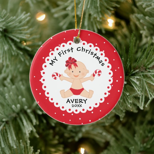 Das kleine süße Baby des Weihnachtsmanns Keramik Ornament (Baum)
