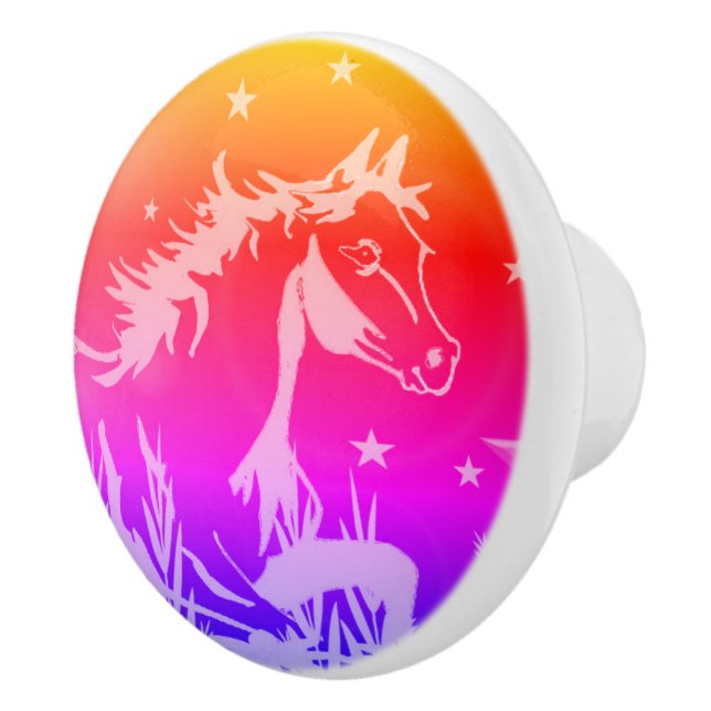 Das kleine süße Pony, die Regenbogenfarben Keramikknauf (Rechts)