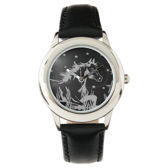 Das kleine süße Pony, schwarz Armbanduhr (Vorderseite)