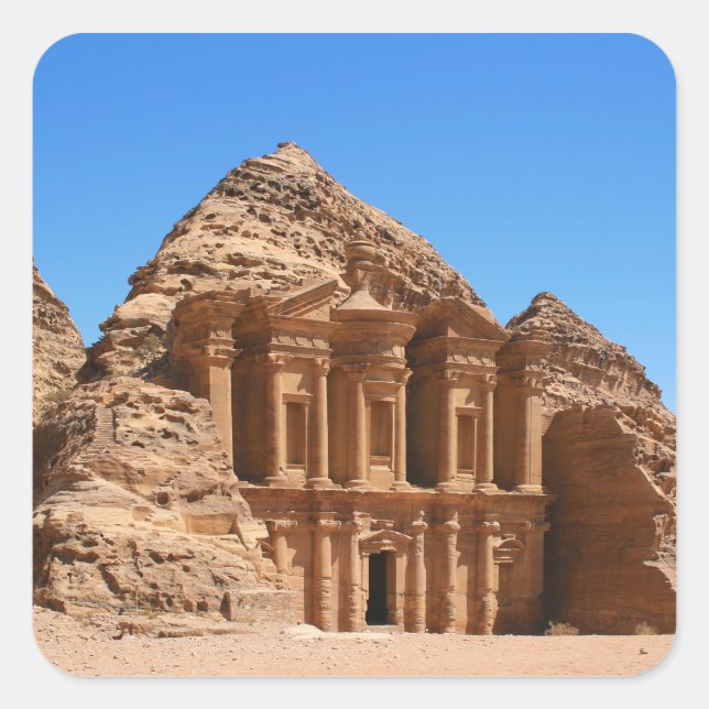 Das Kloster Petra Jordan Quadratischer Aufkleber (Vorderseite)