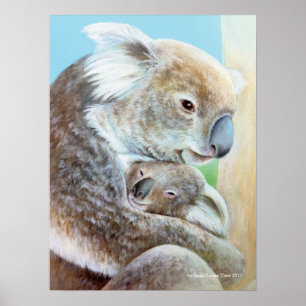 Das Koala-Kuddle-Portrait mit einem schönen Kunstd Poster