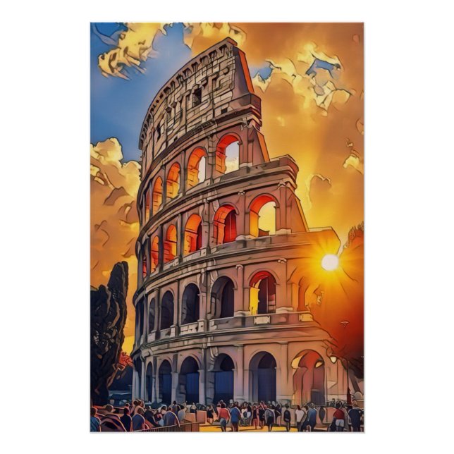 Das Kolosseum-Gemälde bei Sunset Rome Italy Poster (Vorderseite)