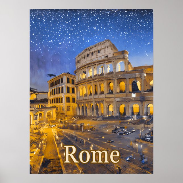 Das Kolosseum in Rom in der Nacht Poster (Vorne)