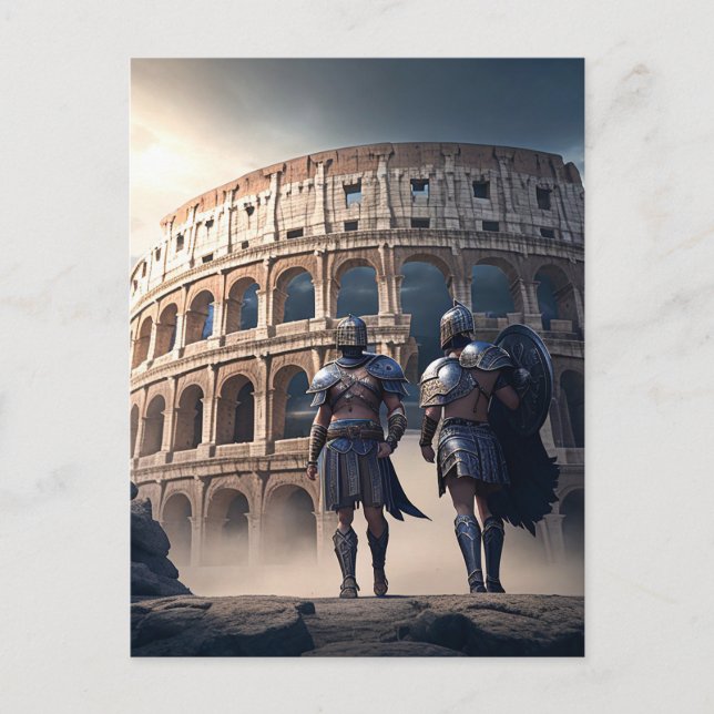 Das Kolosseum Rom Italien mit Gladiatoren Postkarte (Vorderseite)