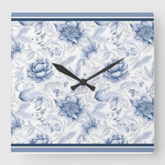 Das königliche blaue Porzellan-Blumenmuster Bd.1 Quadratische Wanduhr