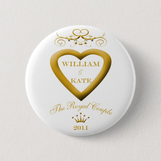 Das Königspaar William und Kate Andenken-Knopf Button (Vorderseite)