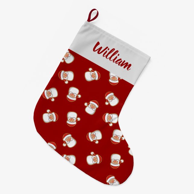 Das Kopfmuster des Weihnachtsmanns Großer Weihnachtsstrumpf (Vorderansicht (hängend))