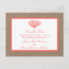 Das Korallenriff auf der Burlap Boho Beach Wedding Ankündigungspostkarte