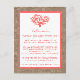 Das Korallenriff auf der Burlap Boho Beach Wedding Begleitkarte