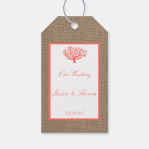 Das Korallenriff auf der Burlap Boho Beach Wedding Geschenkanhänger