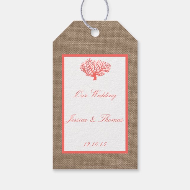 Das Korallenriff auf der Burlap Boho Beach Wedding Geschenkanhänger (Vorderseite)