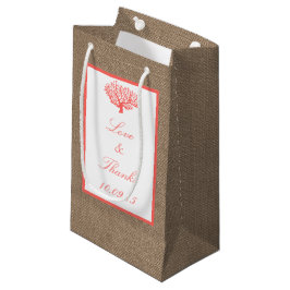 Das Korallenriff auf der Burlap Boho Beach Wedding Kleine Geschenktüte