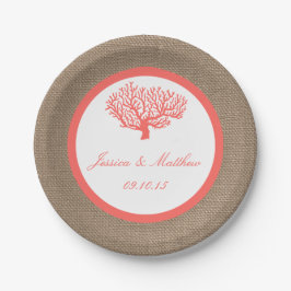 Das Korallenriff auf der Burlap Boho Beach Wedding Pappteller
