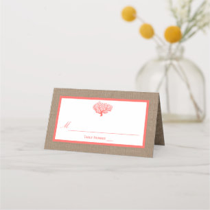 Das Korallenriff auf der Burlap Boho Beach Wedding Platzkarte