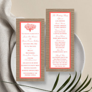 Das Korallenriff auf der Burlap Boho Beach Wedding Programm