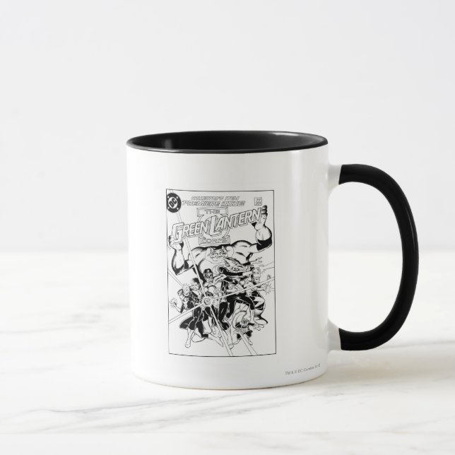 Das Korps der grünen Laterne, schwarz und weiß Tasse (Rechts)