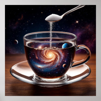Das kosmische Universum in einem Kaffeecup Poster