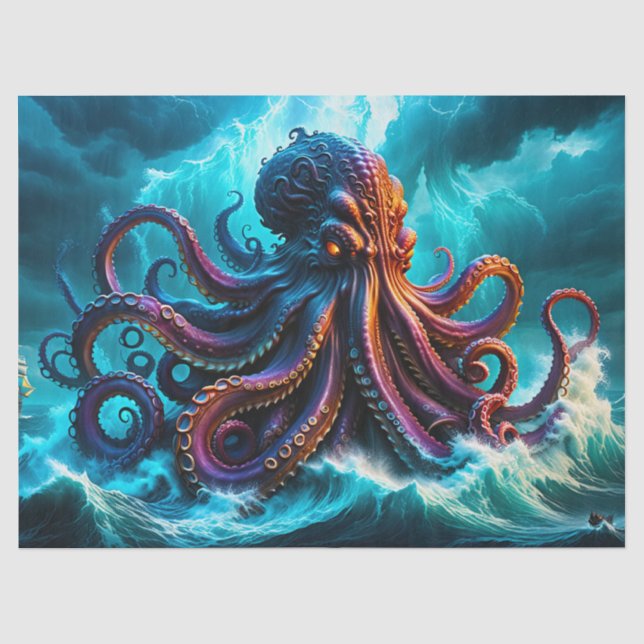 Das Kraken-Oktopus-Monster-Dekoupage Seidenpapier (Vorderseite)