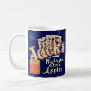Das Kratetikett des Jacks in Washington Staat Appl Kaffeetasse