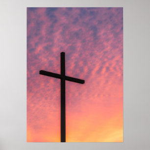 Das Kreuz bei Sonnenuntergang Poster