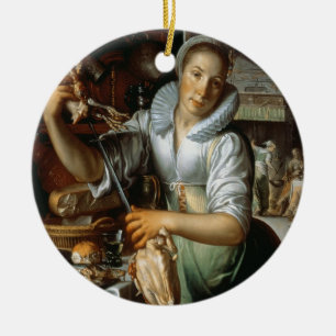 Das Küchen-Mädchen (mit Christus, Mary und Martha) Keramik Ornament
