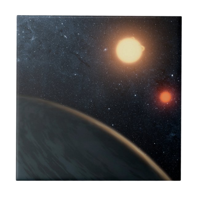 Das künstlerische Konzept illustriert Kepler-16b. Fliese (Vorderseite)
