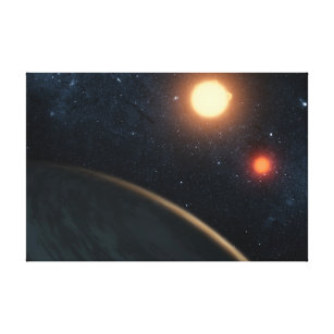 Das künstlerische Konzept illustriert Kepler-16b. Leinwanddruck