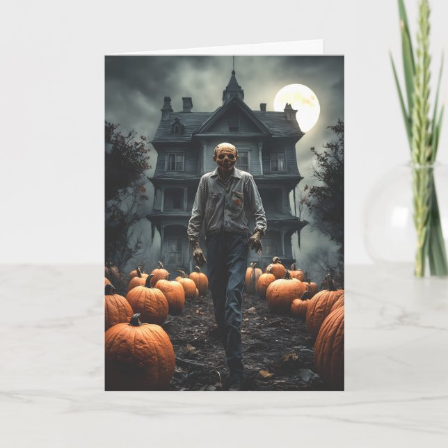 Das Kürbisverkäufer Halloween Karte (Vorderseite)