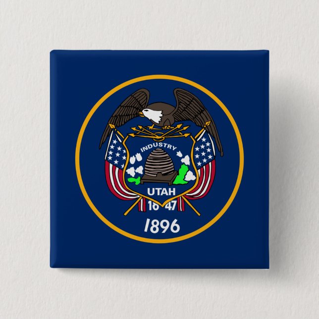 Das Label "Beehive Staat Industry Flag" von Utah B Button (Vorderseite)