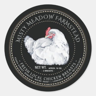 Das Label "Hen Farmer" für lokale Hühnerteile Runder Aufkleber