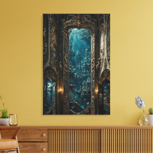 Das Labyrinthportal — Verzaubertes Unterwasser-Tor Leinwanddruck