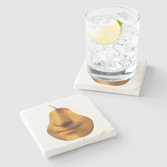 Das Lächeln der Mona Lisa - Marmor-Untersetzer Steinuntersetzer (Seitenansicht)