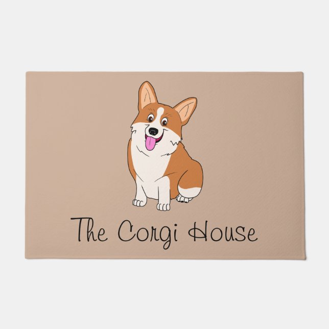 Das lächelnde Corgi-Haus Fußmatte (Vorderseite)