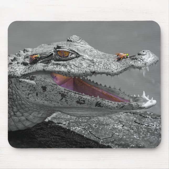Das lächelnde Krokodil und die Fliegen - Costa Ric Mousepad (Vorne)