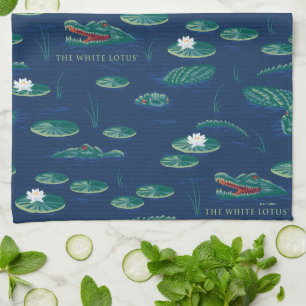 Das Lagoon-Muster des weißen Lotus Alligator Geschirrtuch
