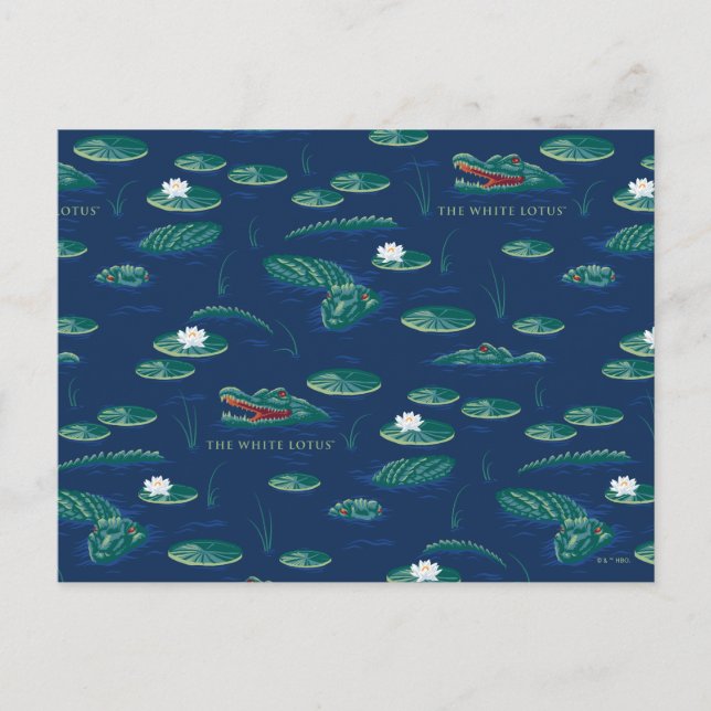 Das Lagoon-Muster des weißen Lotus Alligator Postkarte (Vorderseite)