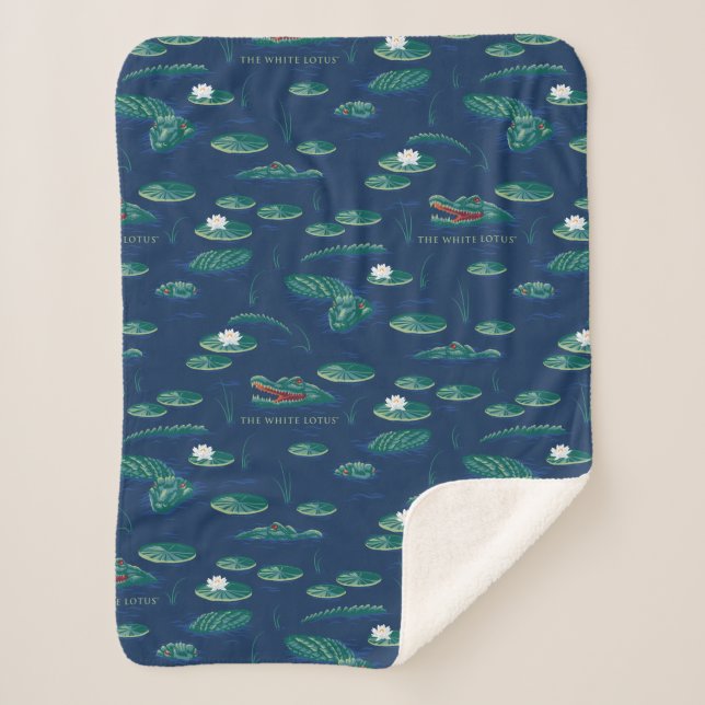 Das Lagoon-Muster des weißen Lotus Alligator Sherpadecke (Vorderseite)
